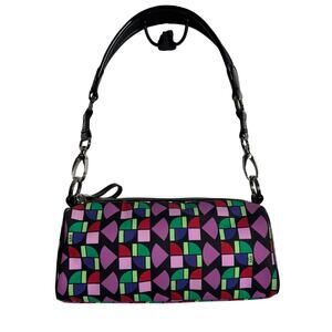 The Sak Womens Small Baguette Shoulder Bag Multicolor Geometric Pattern Y2K Prep